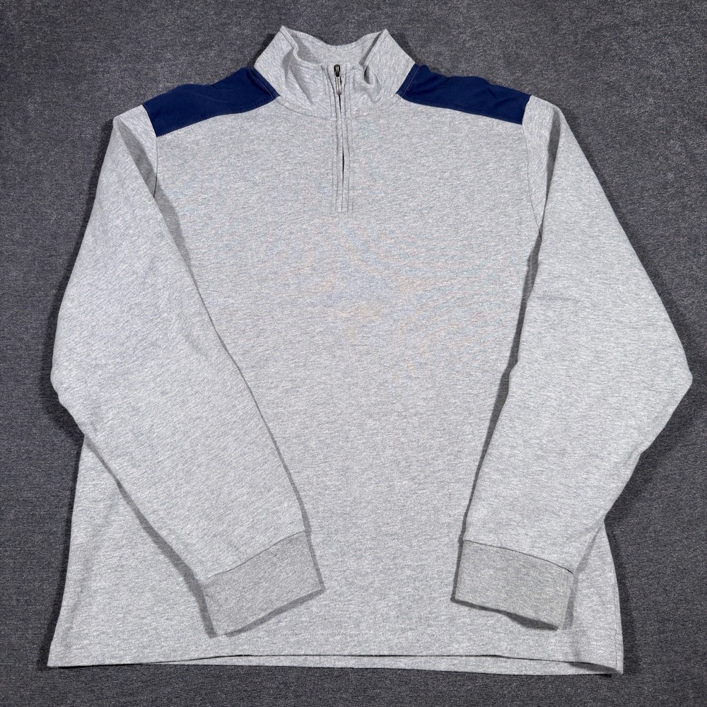 Brooks Brothers 1/4 Zip Sweater Men's L Gray Blue‎ Pullover Preppy Academia